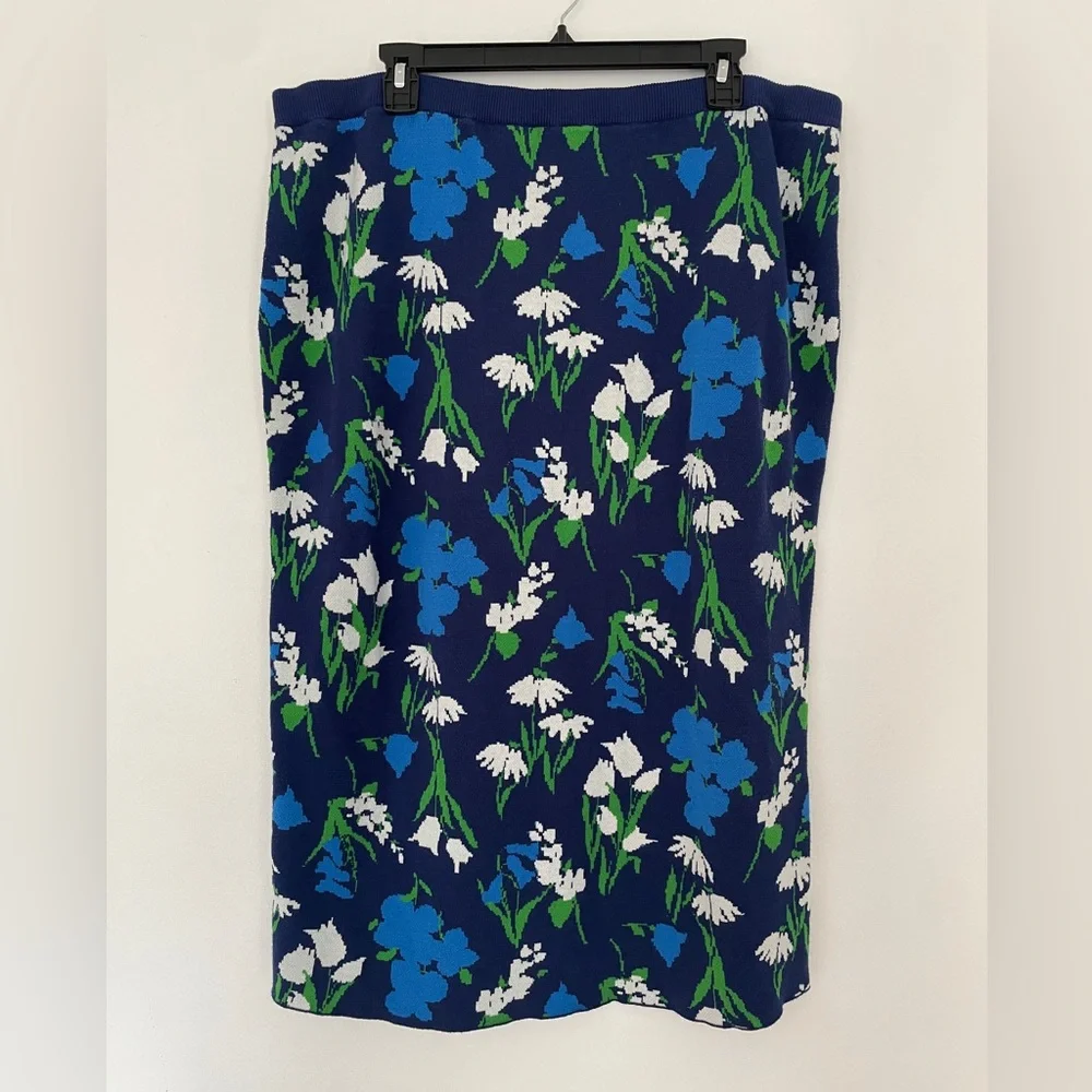 kate spade Navy Floral Midi Skirt